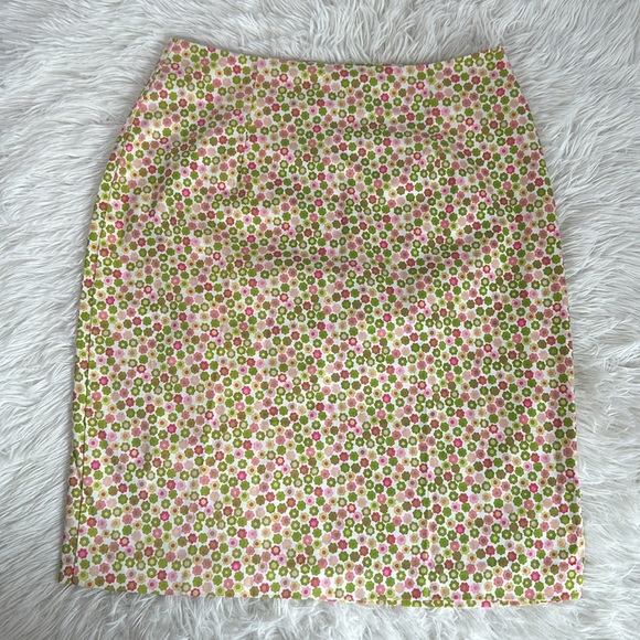Annie Alexander Bright Green & Pink Floral Pencil Skirt Vintage Size 4 - Picture 1 of 9
